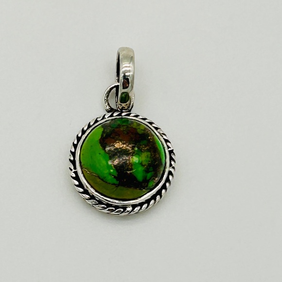 Jewelry - Green Turquoise Pendant; 925 Sterling Silver